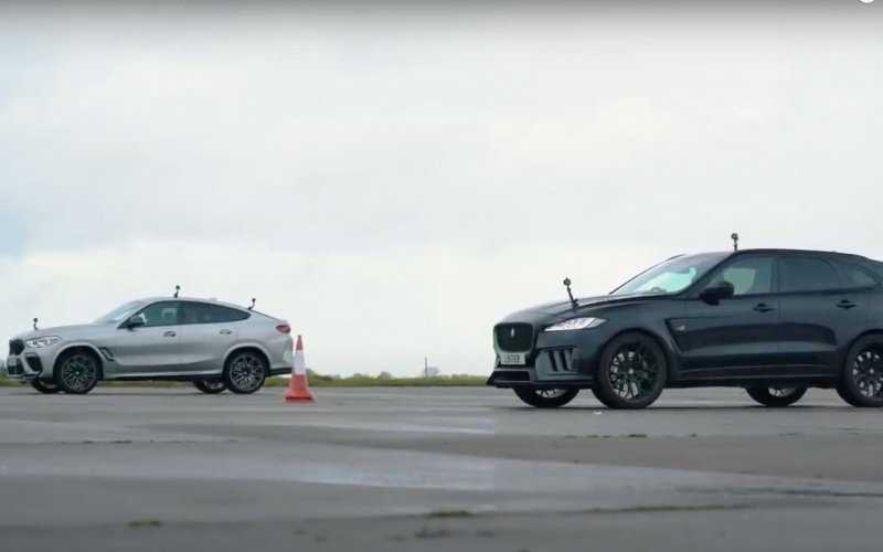 BMW X6 M сразилась с Jaguar F-Pace в гонке по прямой. Видео
