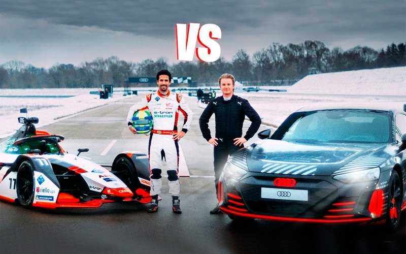 Гонку нового суперседана Audi и электрического болида показали на видео