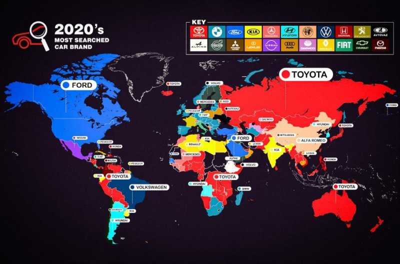 Перечислены автомобильные марки, которые чаще всего ищут в интернете