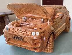 Видео: из куска дерева сделали Range Rover Evoque в масштабе 1:12