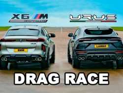 Гонку кроссоверов BMW X6 M и Lamborghini Urus показали на видео