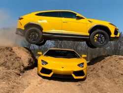 Блогер за рулем Lamborghini Urus перепрыгнул Aventador. Видео