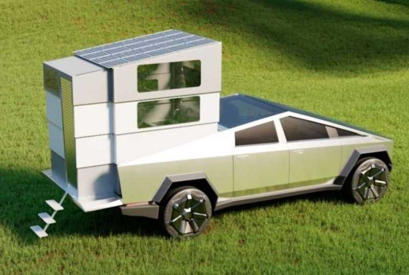 Для Tesla Cybertruck придумали очень компактный жилой модуль. Его можно сложить в кузов