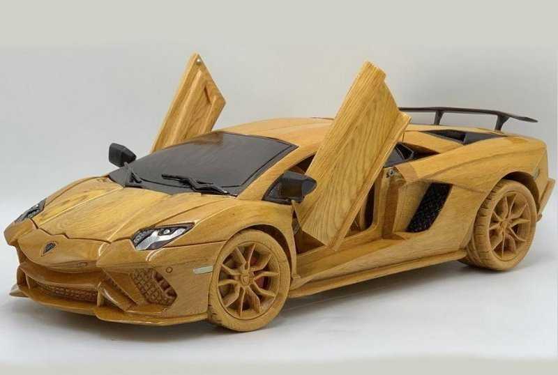 Видео: из деревянного бруса сделали копию Lamborghini Aventador