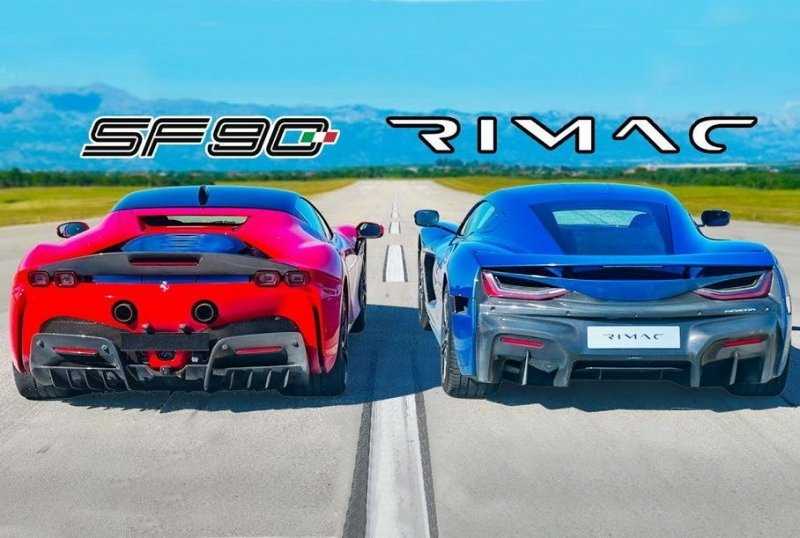 Видео: 1914-сильный электрокар Rimac сразился в дрэге с быстрейшей Ferrari