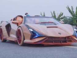 Видео: посмотрите на электрический Lamborghini Sian из дерева. Копию суперкара построили для детских прогулок