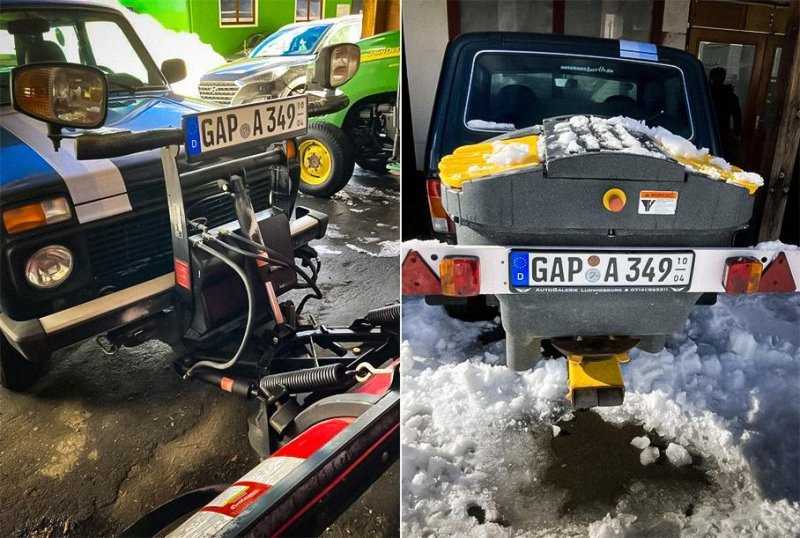 10-летнюю Lada Niva превратили в снегоуборщик и продают в Германии за миллион рублей