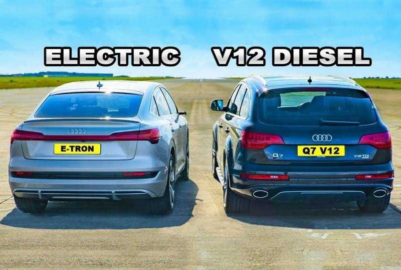 Дрэг-гонка Audi: Q7 V12 TDI против e-tron Sportback