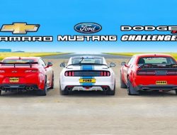 Дрэг-гонка: Ford Mustang против Chevrolet Camaro и Dodge Challenger