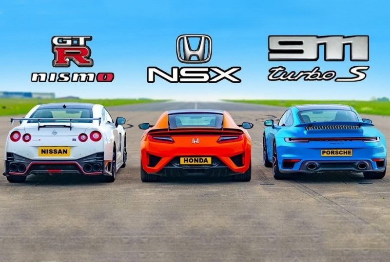 Дрэг-гонка: Honda NSX и Nissan GT-R против Porsche 911