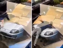 Видео: владелец Toyota Supra защищает спорткар от града своим телом