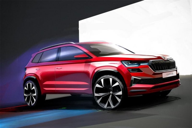 Skoda показала дизайнерские зарисовки обновленного Karoq с новой оптикой