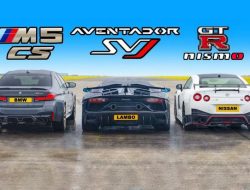 Дрэг-гонка: BMW M5 CS против Aventador SVJ и Nissan GT-R Nismo