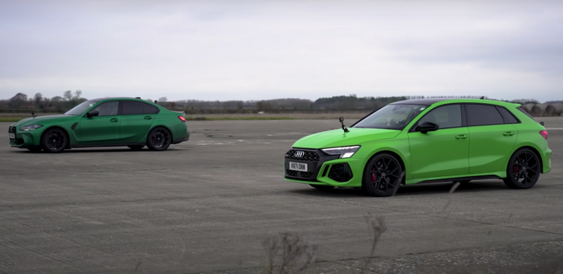 Новую Audi RS3 сравнили в гонке с BMW M3 Competition