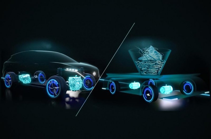 Видео: поднос на колесах c полным приводом Nissan e-4orce развозит лапшу