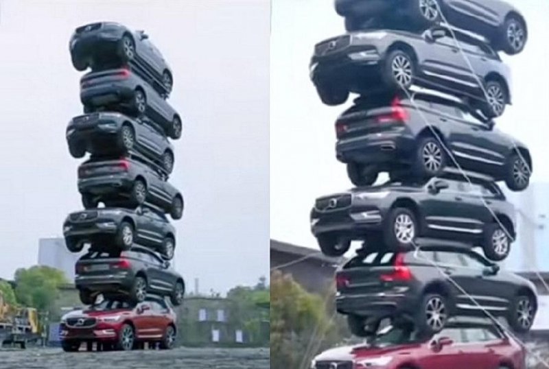 Видео: Volvo построила башню из семи кроссоверов XC60