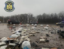Из попавшего в ДТП пикапа выпало 226 килограммов марихуаны