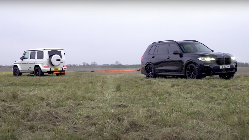 BMW iX, Mercedes-AMG G 63 и BMW X7 сравнили в перетягивании каната