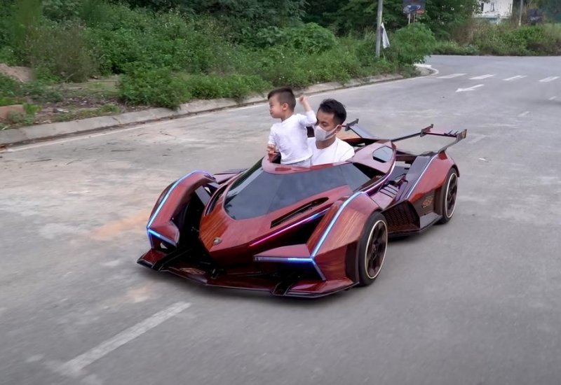 Lamborghini V12 Vision Gran Turismo превратили в деревянный электромобиль